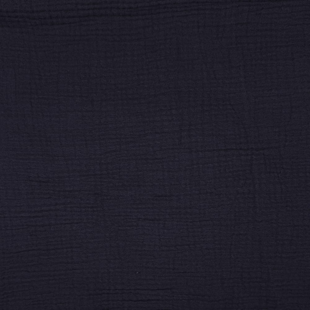 Double Gauze 100% Cotton Fabric Lightweight Dressmaking 132cm Wide (Sold Per Metre) (Navy)