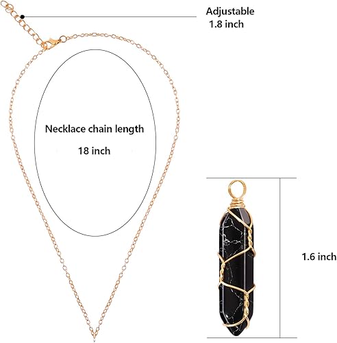 Miniatura 10 de VIBILIA Collar de cristal curativo envuelto en alambre natural hexagonal de piedra de aventurina verde con dije de punta de piedra de cuarzo