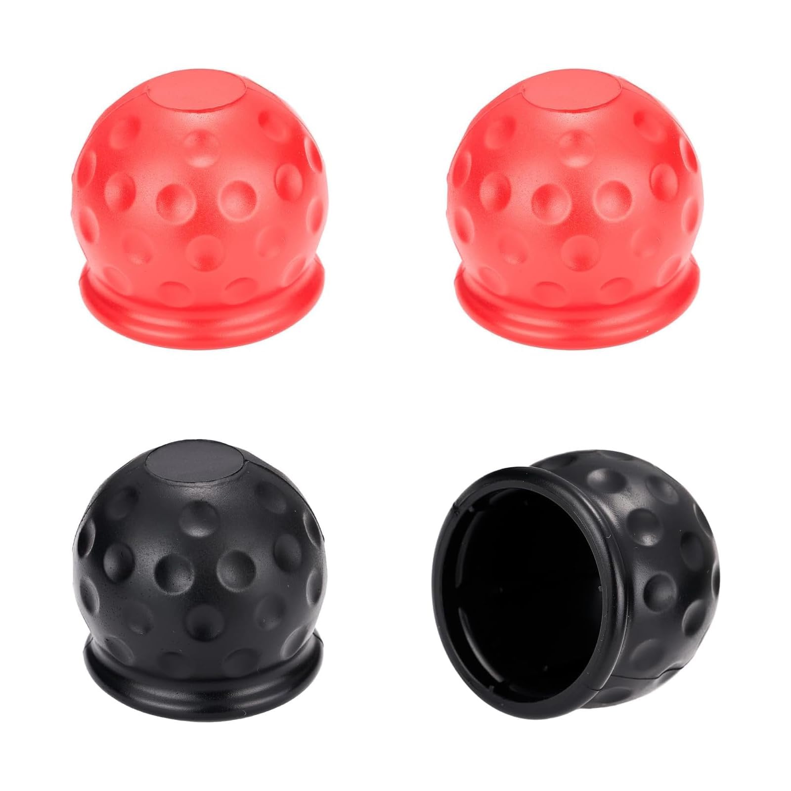 Anhängerkupplung Abdeckung, 4 Stück Kugelkopfschutz für Auto und LKW, Abdeckkappe für Anhängerkupplungen, Verhindert Korrosion bei Regen und Autowäsche, Zwei Schwarze und Zwei Rote Schutzkappen