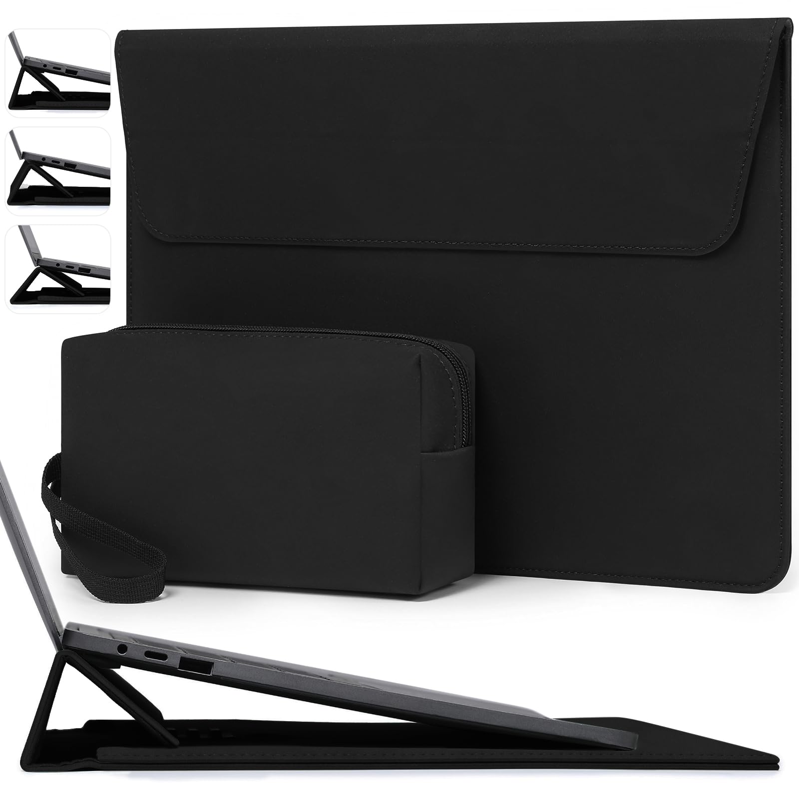 HYZUO 15-16 Pulgadas Funda Bolsa Portátil con Soporte Ajustable para MacBook Pro 16 M5/M4/M3/M2/M1 A3428 A3429 2026-2019, XPS 15, MacBook Pro 15 2015-2012, HP Envy 15,6, Negro