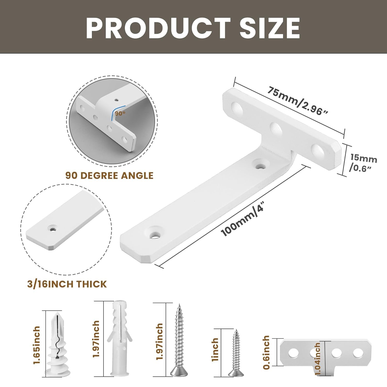 Alise Soportes flotantes para estantes, 4 unidades, soportes en L para tablero de madera, soportes de pared para estantes, soporte en L resistente de metal, soportes de esquina para hogar, jardín