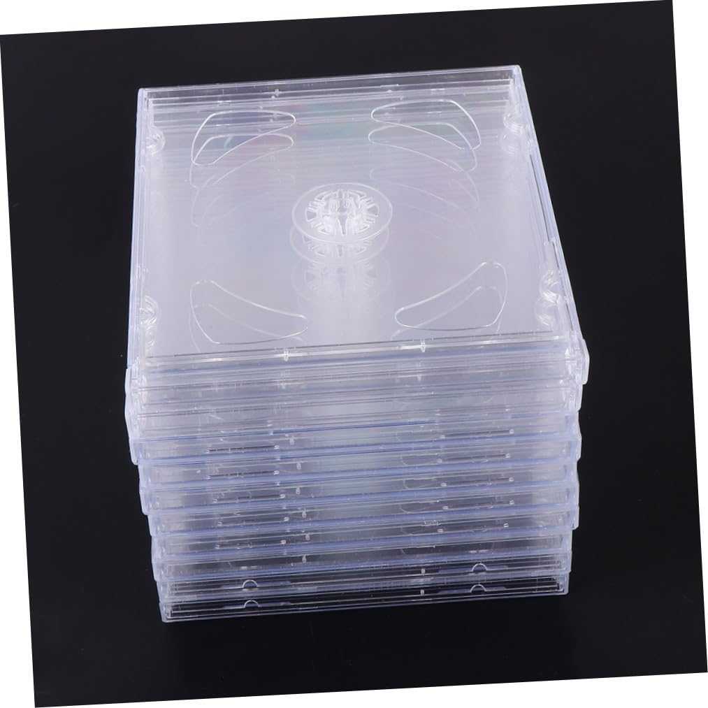 Custodie per CD Trasparenti 10 Pezzi in Plastica Rigida Doppia | 2 Dischi, Uso Domestico e Mixtape, Formato Portatile, Confezione da 10