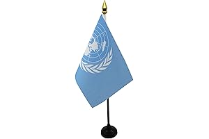United Nations 4'' x 6'' Table Flag with Golden Spear Top