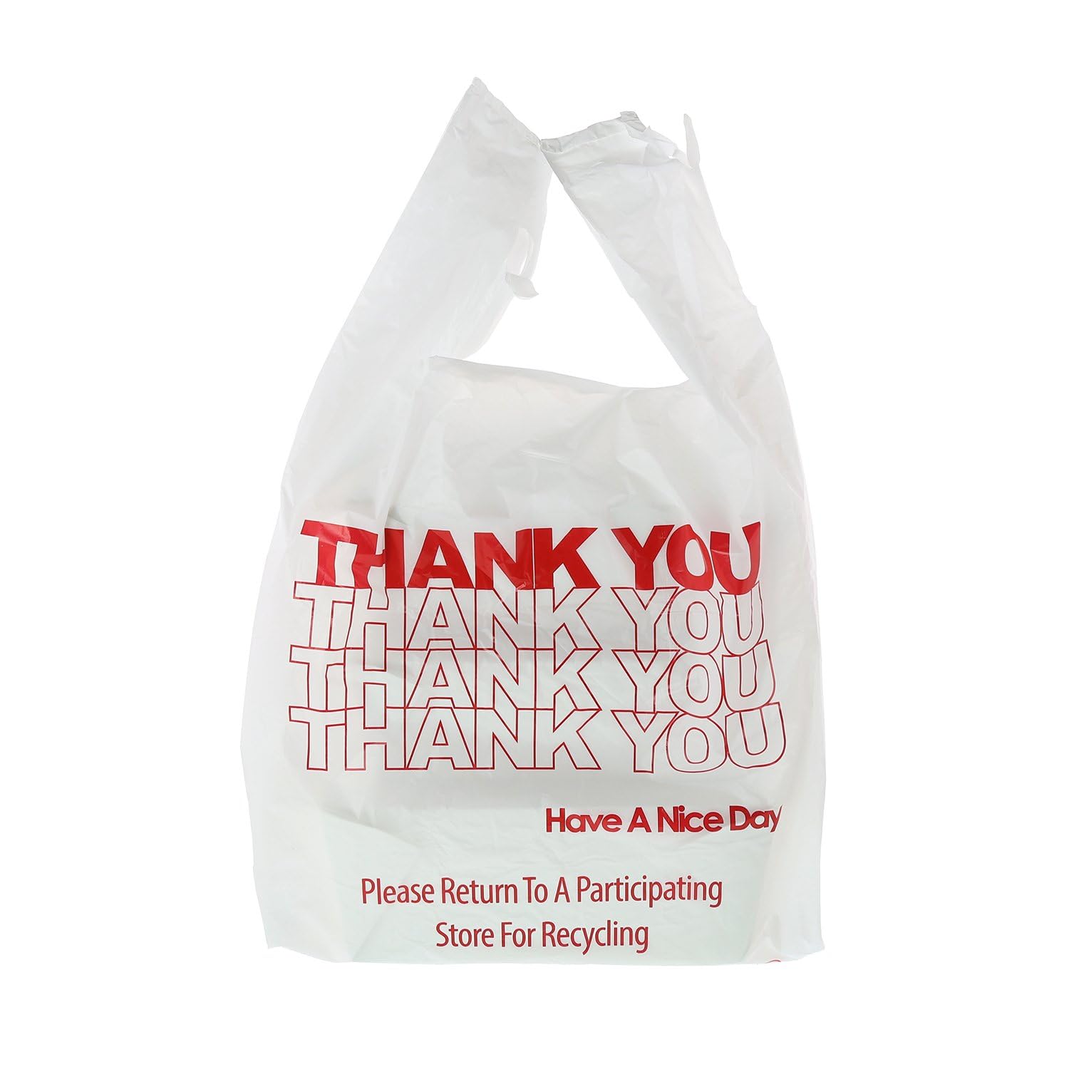 1000 Thank You Bags/T-shirt bags. 1/6 barrel white printed bulk plastic bags (12"x6.5"x21"). Perfect for Restaurant, Retail, Grocery, Takeout and convinient stores.