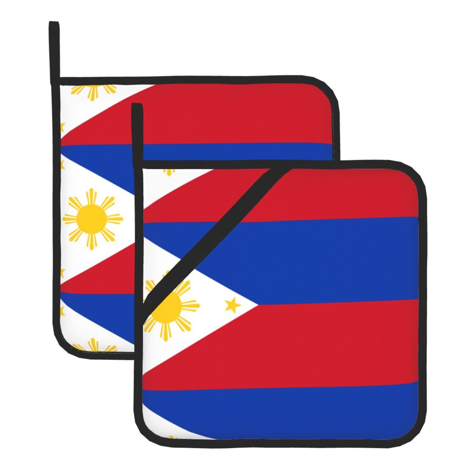 HJFCZH Philippine flag Prints Square Hot Pads for Kitchen Counter - Waterproof Pot Holders, Durable Heat Resistant Throw Layers for Serving, Oven & BBQ - 2 Pack