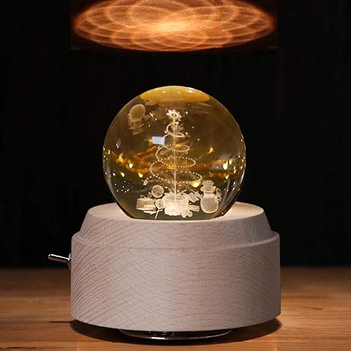 CerePL - Caja musical con base de madera, diseño de flor natural con base de madera, caja musical giratoria luminosa, regalo para Navidad, disponible en Yaxa Colombia