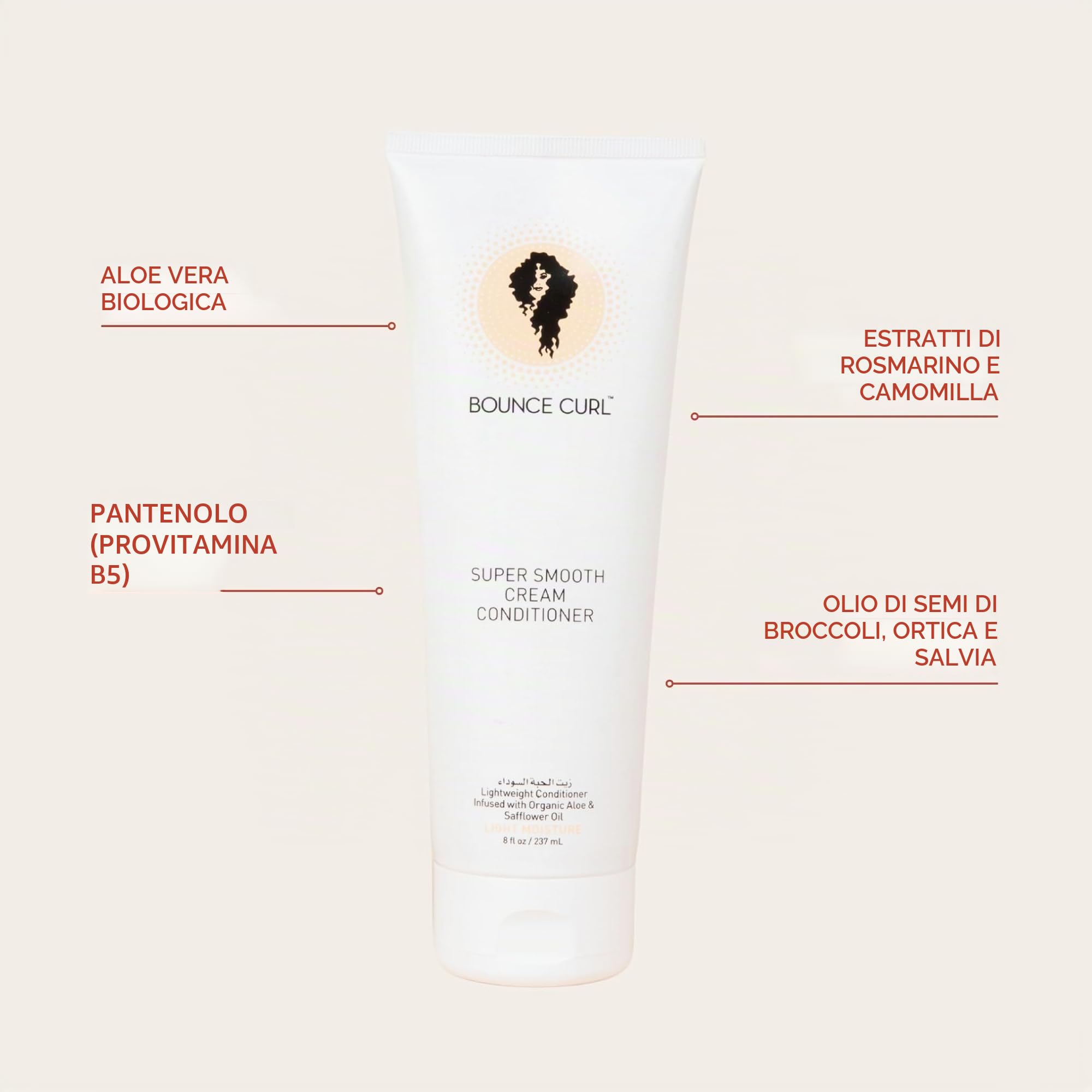Bounce Curl Super Smooth Cream Conditioner | Curly Hair Conditioner | With Organic Aloe & Sunflower Oil | 238ml