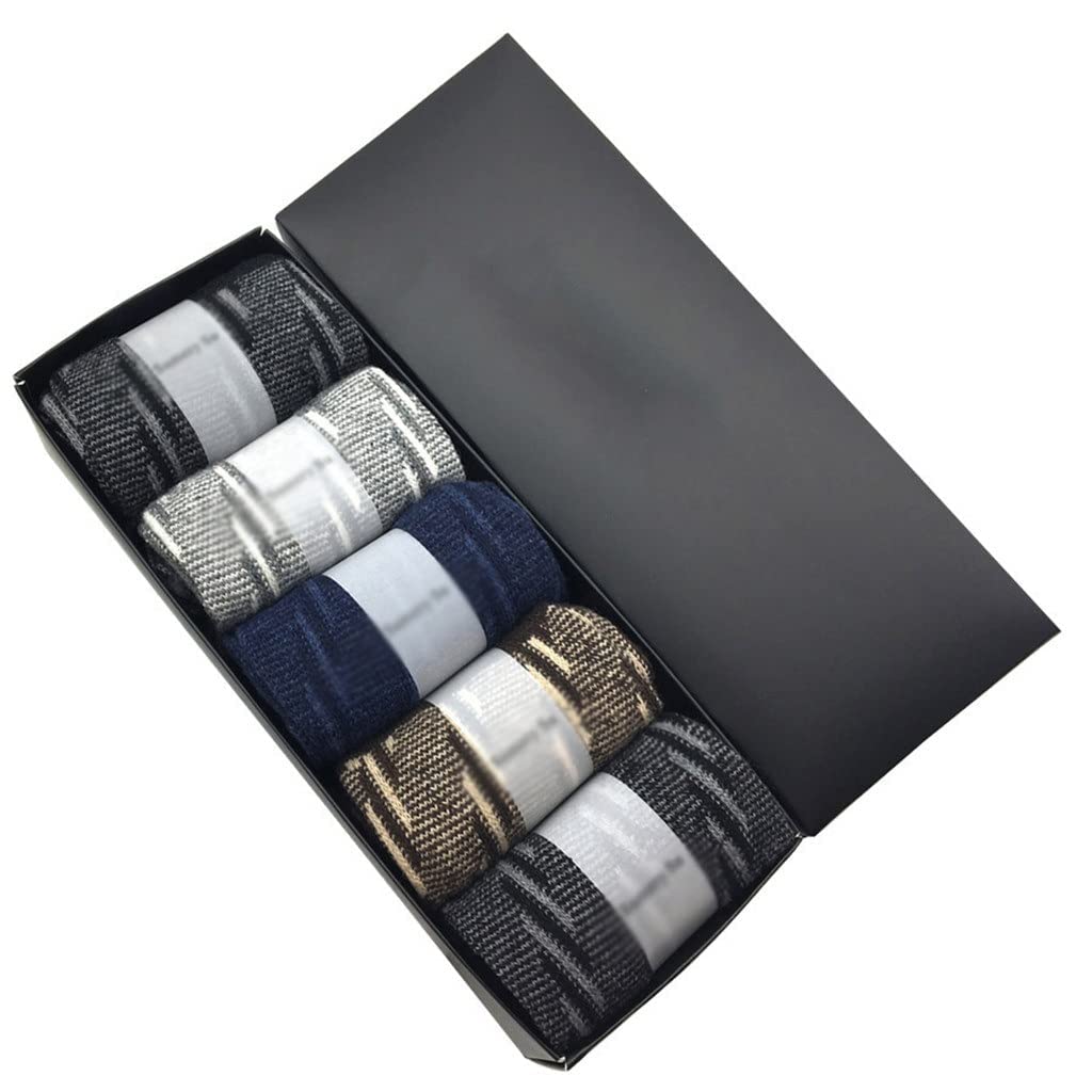 5 Pares/Lote Calcetines de Lana Hombres cálidos Invierno Cashmere Transpirable Casual Masculino de la Mano Regalo de cumpleaños (Color: un tamaño: un tamaño) (Color : A, Size : One Size)