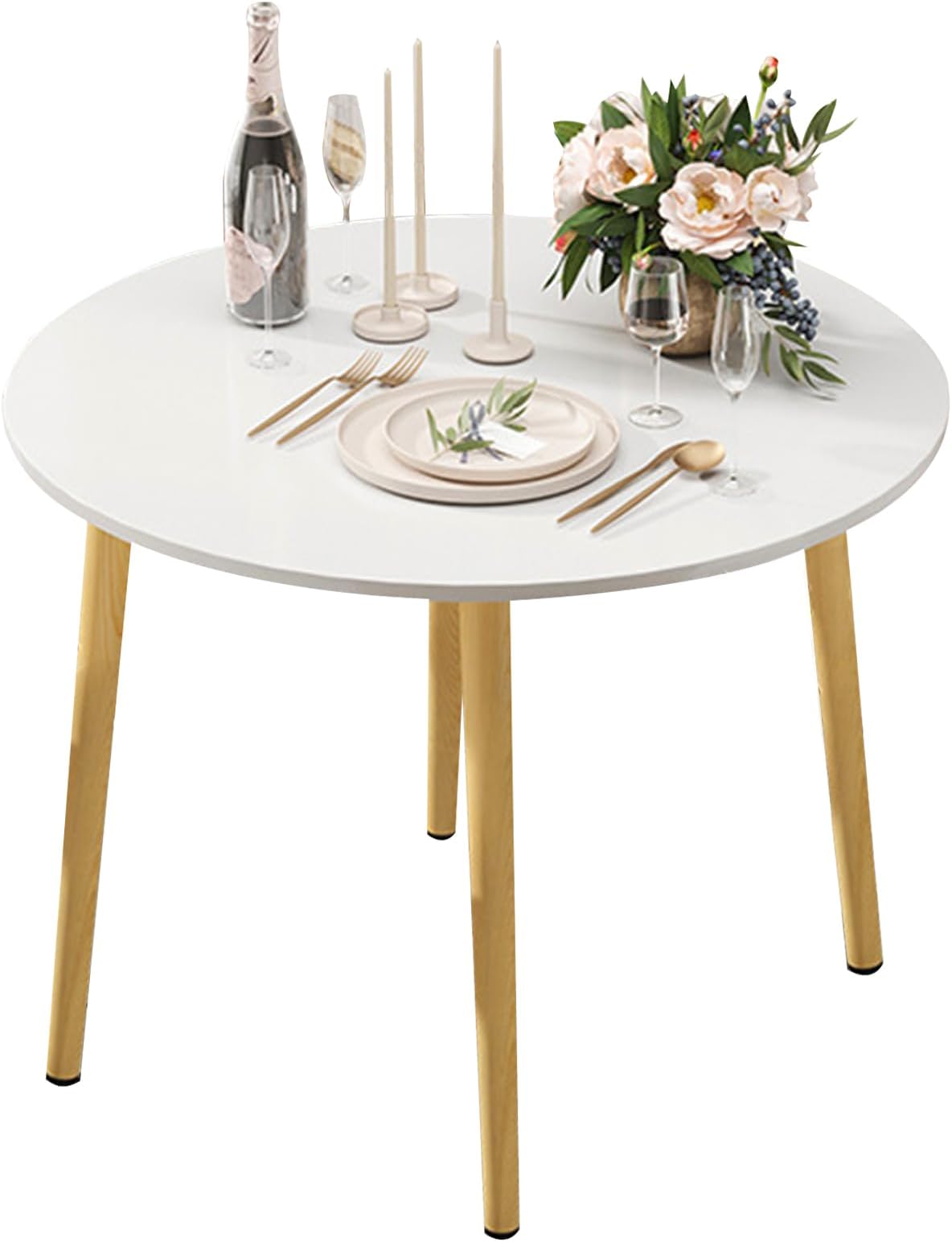 DAYONG Modern Dining Table,Kitchen Table with Solid Wooden Legs,for Small Space Like Home Living Room Kitchen, Dining Room,Lounging,Cafeterias (Round, 80 * 80 * 73CM)