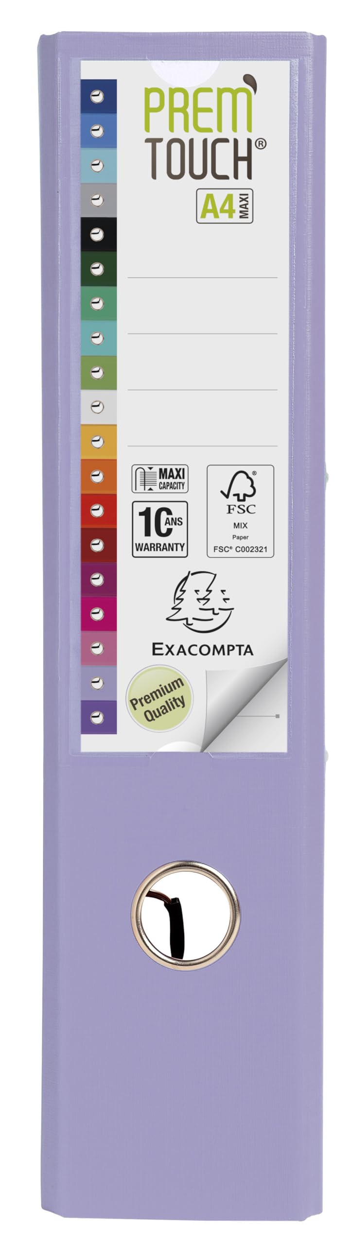 Exacompta 53307E 10er Pack Premium Kunststoff-Ordner Prem´Touch. 8 cm breit DIN A4 MAXI Ringordner Aktenordner Briefordner Büroordner Plastikordner Schlitzordner flieder