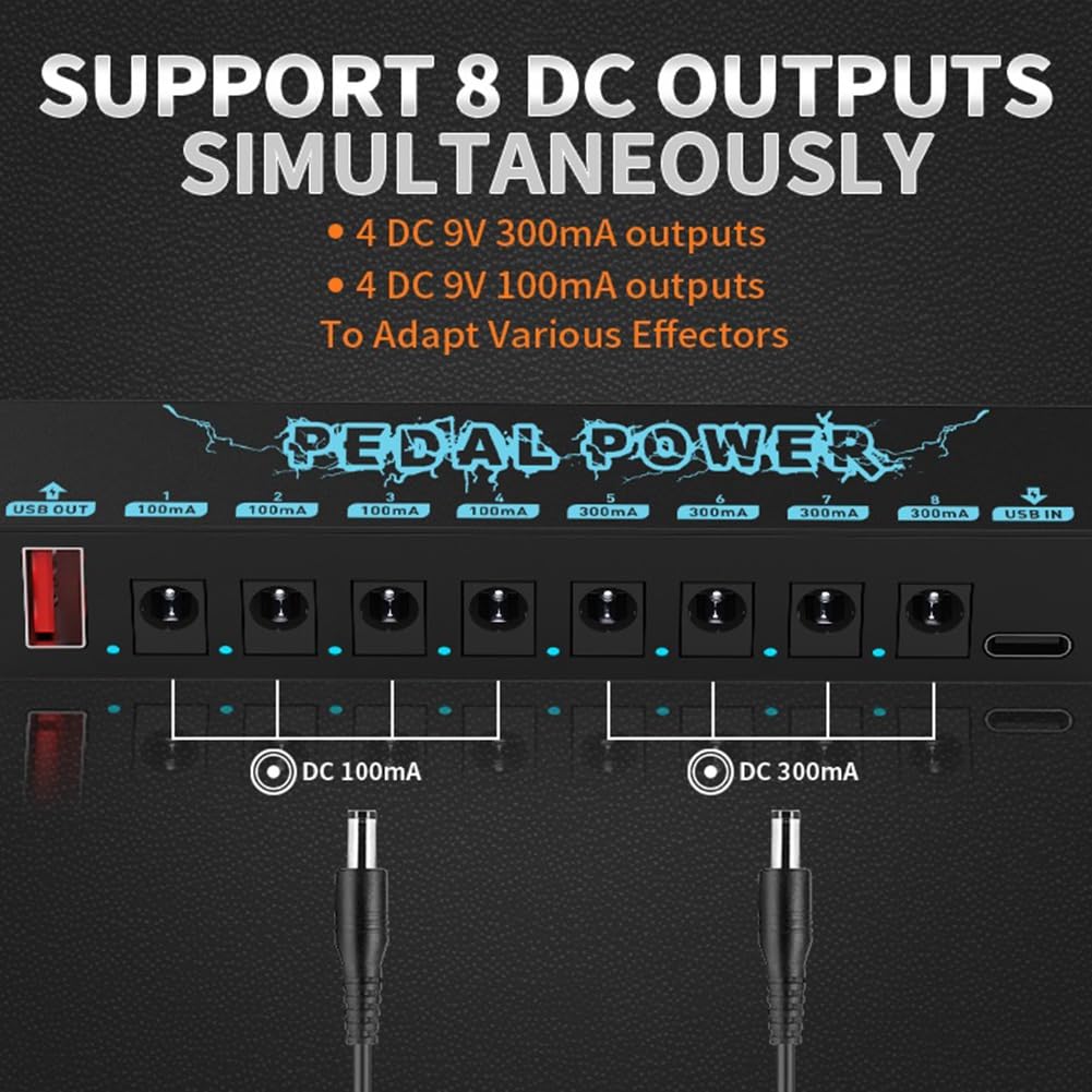 Kqcibz PEDAL POWER Guitar Pedal Power Guitar Effector Power Supply 8 Isolated DC Output Guitar Effect Pedal Guitar Replacement, 500412686