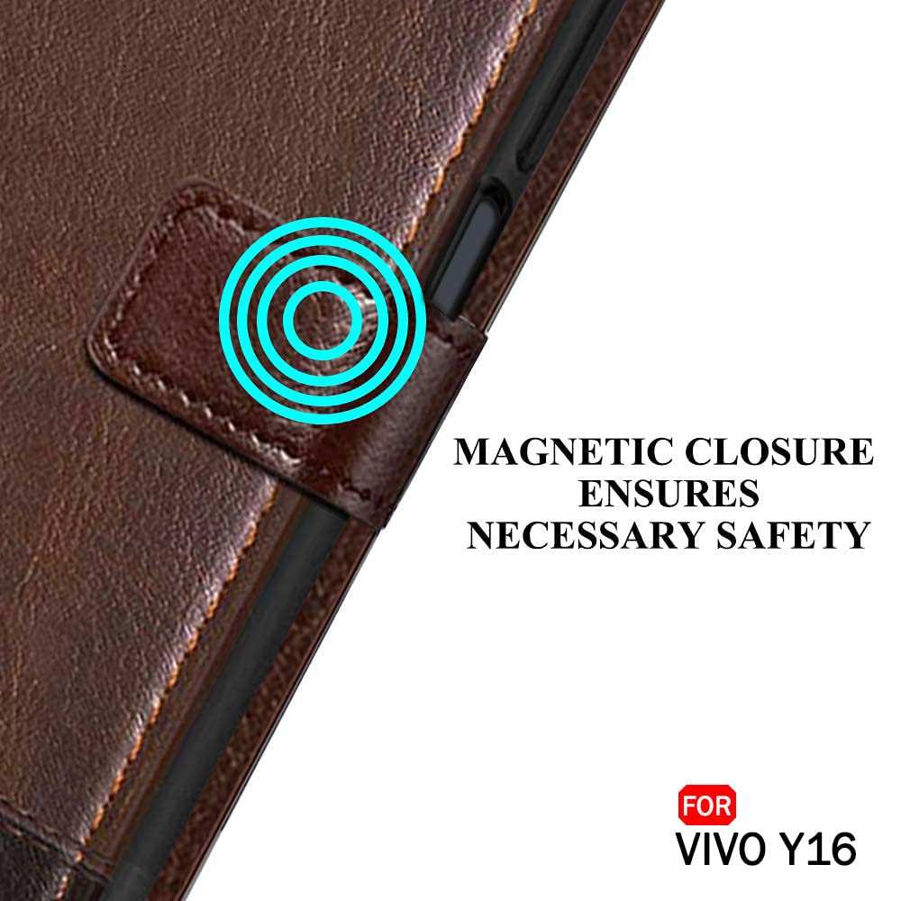 Vivo Y16 Flip Case - Leather Wallet Stand Cover -4