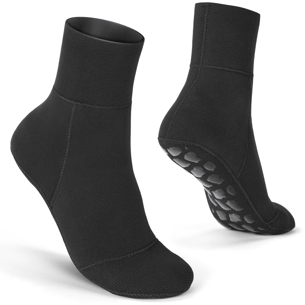Calzini in Neoprene, 3mm Calze da Acqua in Neoprene, Antiscivolo Immersione Calzini in Acqua, Impermeabili Alzini Nuoto Stivali con Cinghie Per Surf Vela Immersioni Snorkeling Sport acquatici (XL