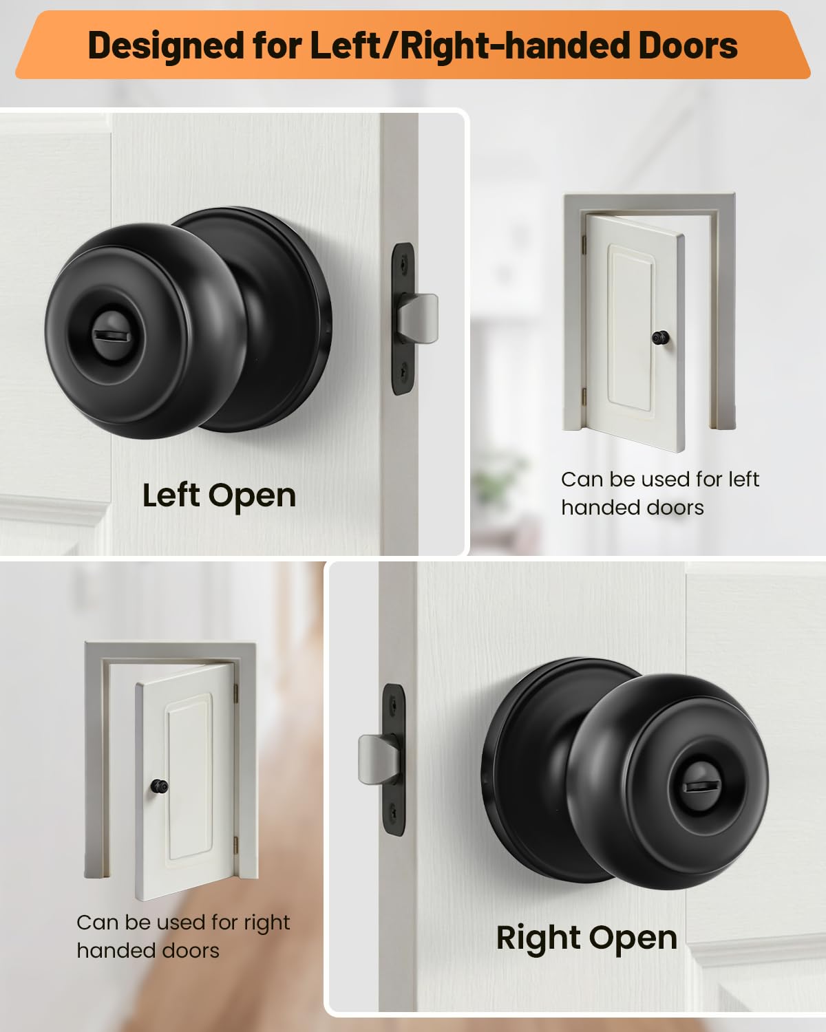 Black Door Knobs, 10 Pack Privacy Door Knobs Interior — Amazon image 5
