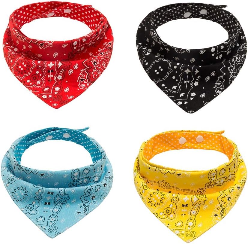 PAWCHIE Dog Bandanas Small Reversible Styles Pet Triangle Scarf Bibs - Adjustable with Two Snaps - Kerchief Set Accessories for Dogs, Puppy, Cats