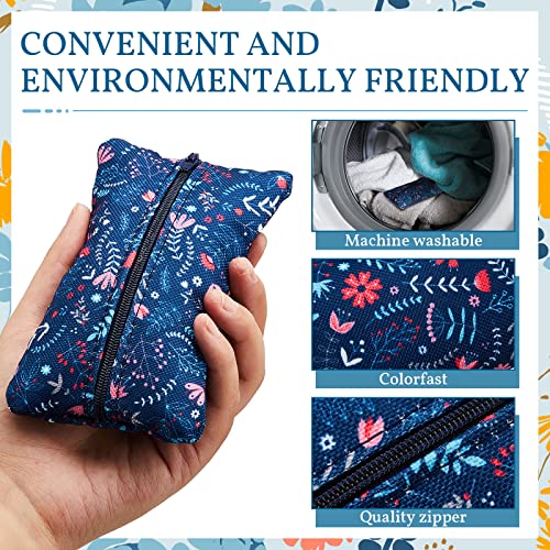 Kigeli 2 Pieces Purse Tissue Holder Travel Tissue Pouch for Purse Fabric Zipper Enclosed Pouches Reusable Flower Pattern Paper Holder for Coins, 5.25 x 3 Inches(Rustic Floral Print)4