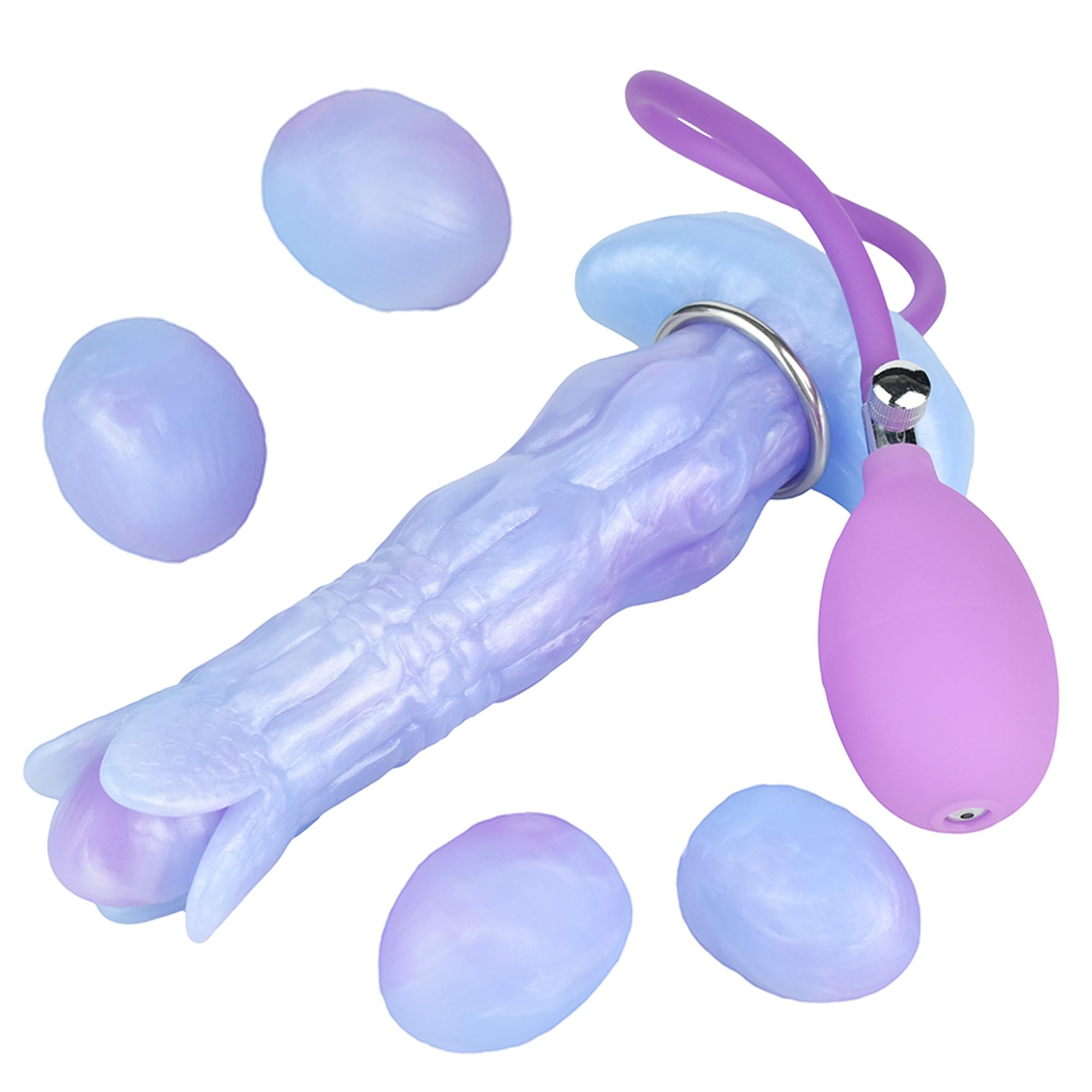 Dragon Dildo Monster Dildo Ovipositor with 5 Eggs, 8inch Pneumatic Silicone Ovipositing Tentacle Dildos Inflatable Anal Plug Adult Sex Toys for Women G Spot and Men Couples Sex Game