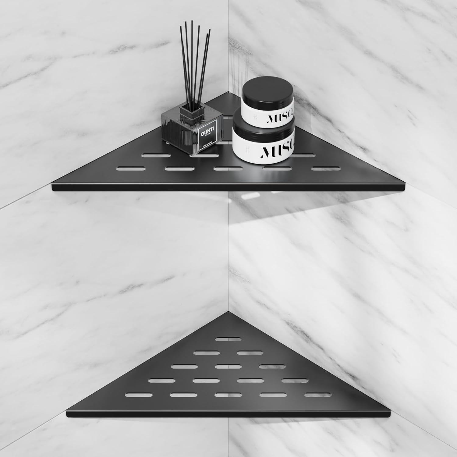 lives Corner Shower Shelves 2 Pack 10 Black Corner Shelf for Bathroom 304 Stainless Steel Grout in Bathroom