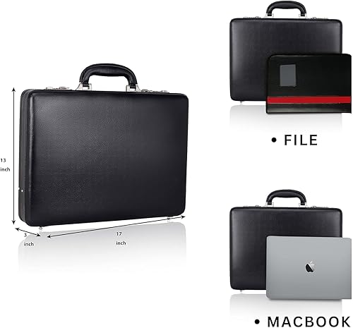 Miniatura 6 de DA LV - Maletín de cuero de grano completo para hombre, bolsa para laptop de negocios, bolsa de cuero hecha a mano importada, adjunta, regalos para