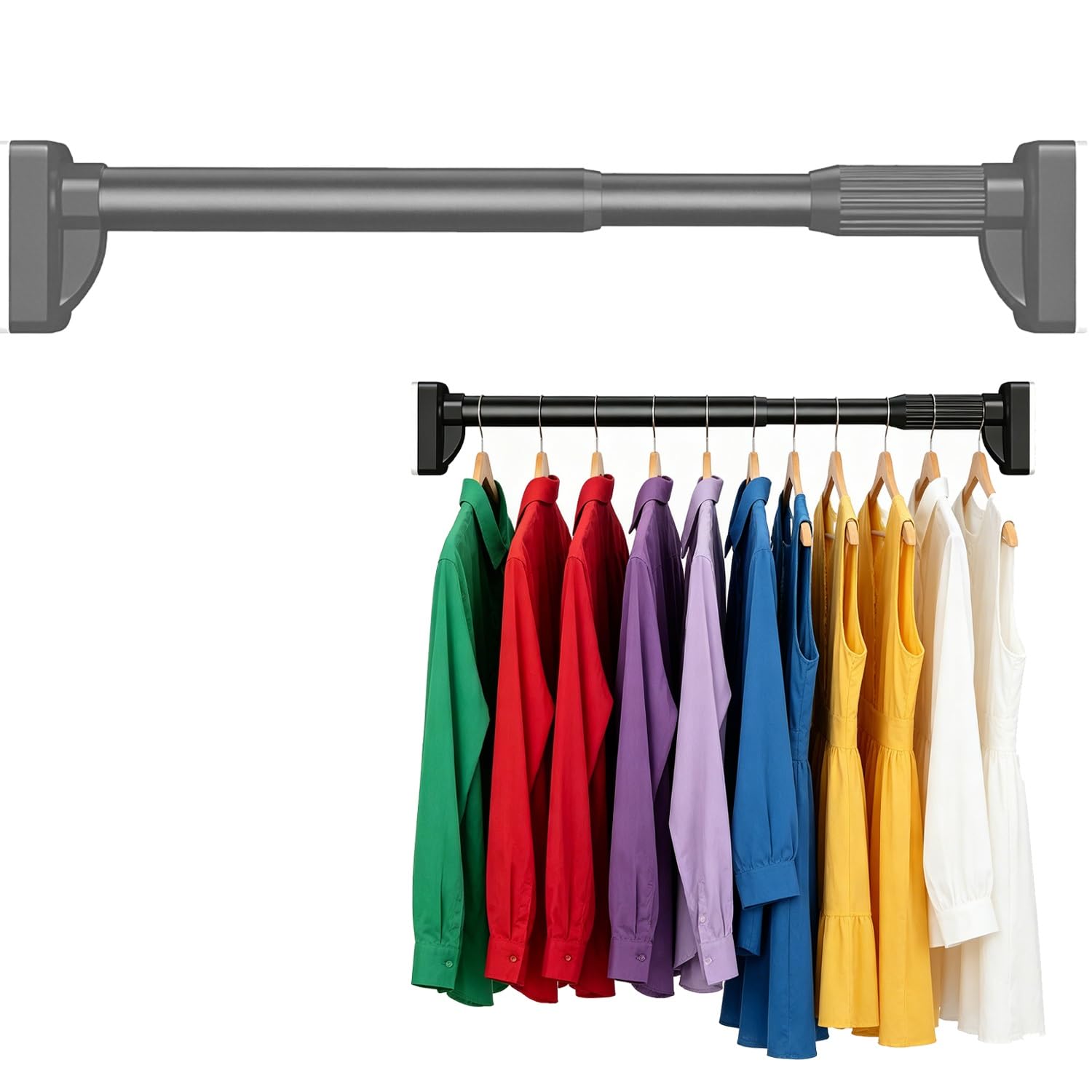 Gardinenstange Ohne Bohren Für Gartenpavillon, Vorhangstange Klemmstange Extra Lang Teleskopstange Zum Klemmen Vorhang 40-500cm,Ø33mm Duschvorhangstange Badewanne Wohnzimmer(Grau,260-350CM)