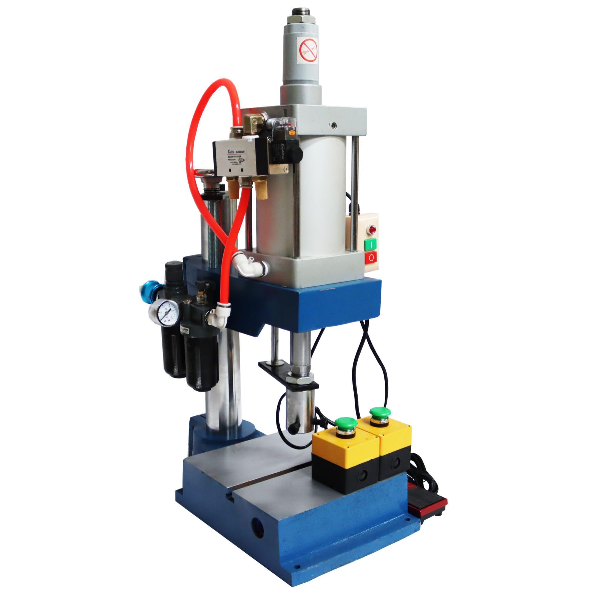 WYDDDARY Pneumatic Punch Press Machine Adjustable Cylinder Stroke Single Column Pneumatic Press Manual and Foot Combination Switch Without Controller