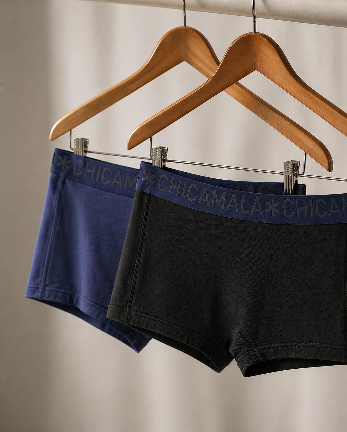 Chicamala Mädchen Boxershorts 2er-Pack, Uni, Baumwolle, Elastischer Bund