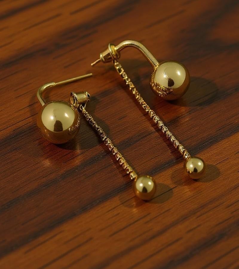 Gold/Sliver Ball Dangle Earrings for Women, 18K Gold Plated Hoop Earrings, Chunky Statement Earrings, Trendy Minimalist Jewelry for Everyday, Gifts for Her