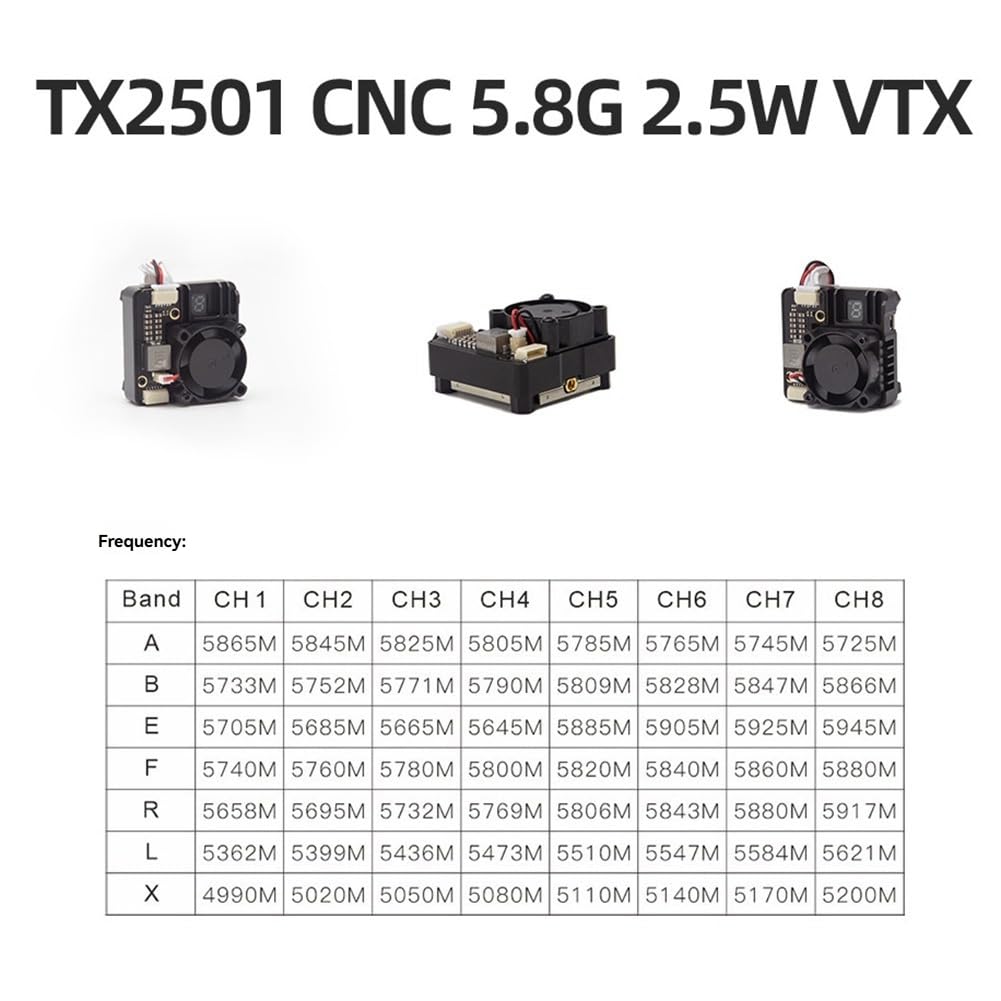 TX2501 5G/5.8G 2.5W VTX 56CH Trasmettitore Video FPV Regolabile 9-26V per Drone RC FPV A Lunga Distanza