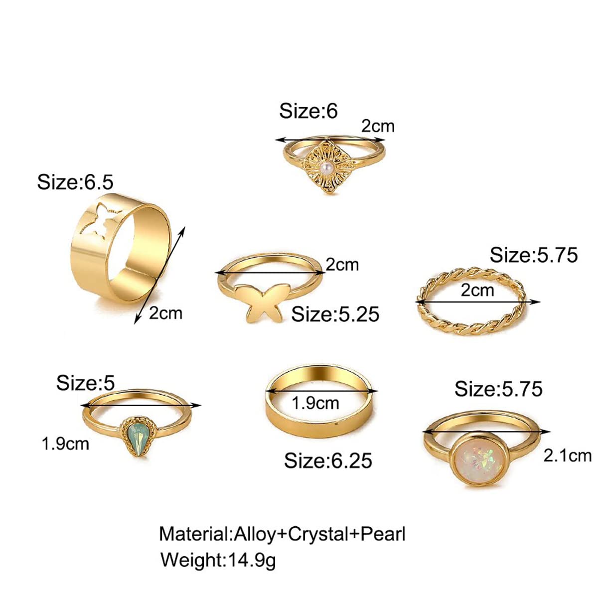 Plated -Toned Rings Set of 7 (JG-PC-RNGE-940)