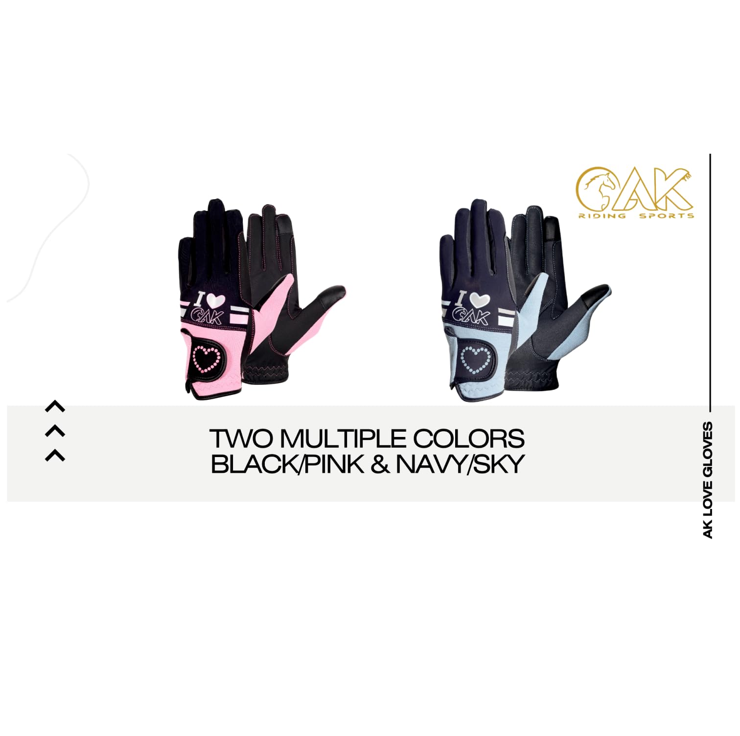 AK Love AKRS-6388 - Guantes de equitación para mujeres, hombres y niños, para todas las estaciones (negro/rosa, XL)