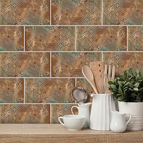 White Brick Tile Stickers, BYLife 12pcs Peel and Stick Wallpaper
