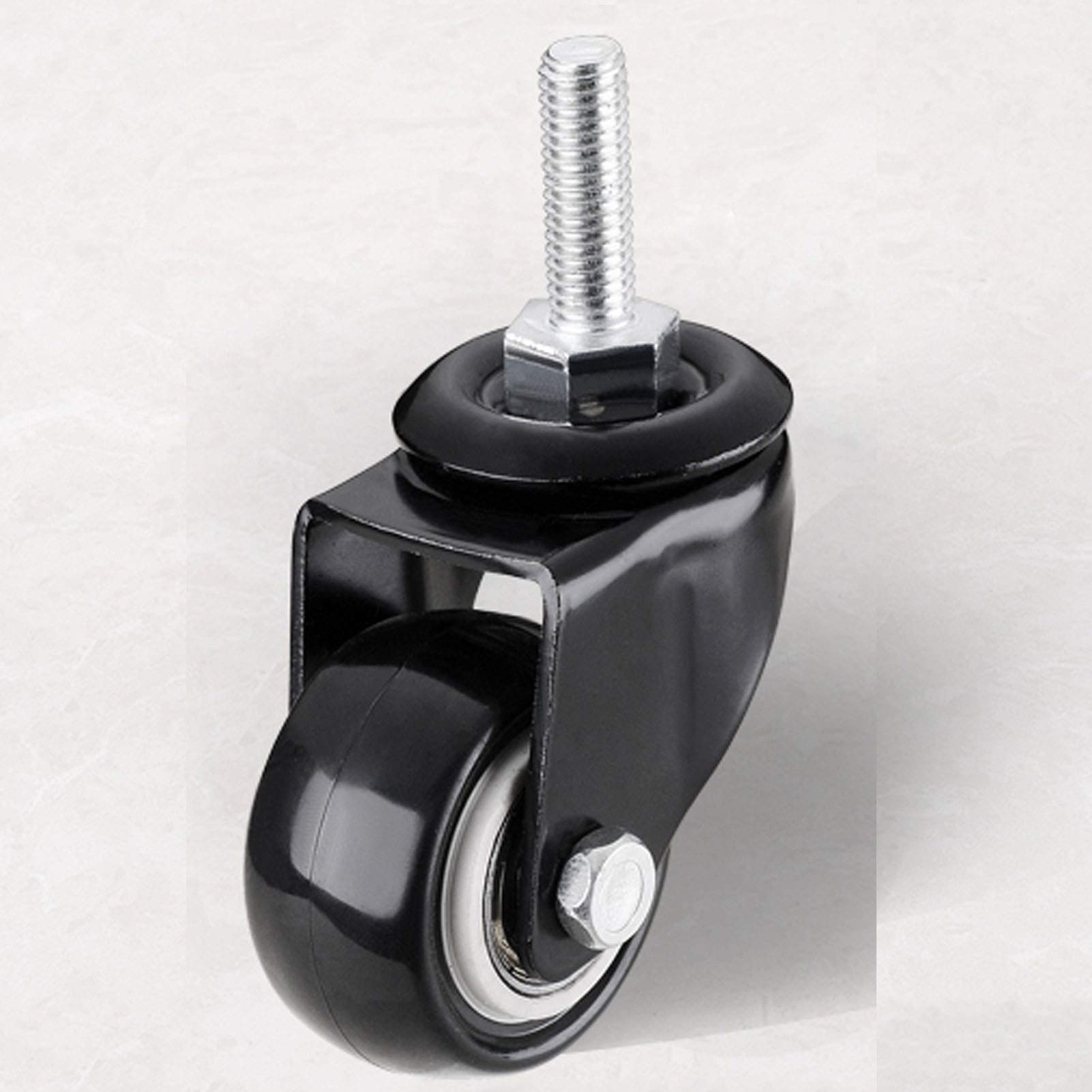 4 Ruedas móviles (2 con Freno, 2 sin Freno) con Varilla roscada (M8, M10) Ruedas para Muebles y carros de Equipaje, Cada Rueda Tiene una Capacidad de Carga de 60 kg (10 mm)