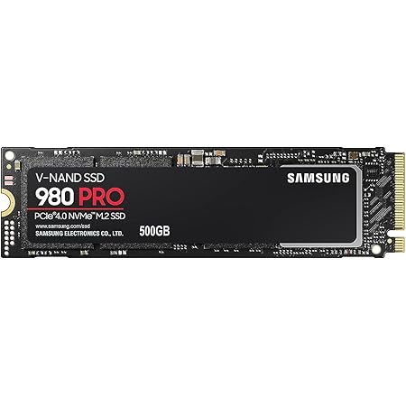 Samsung 980 PRO 500GB Up to 6,900 MB/s PCIe 4.0 NVMe M.2 (2280) Internal Solid State Drive (SSD) (MZ-V8P500)