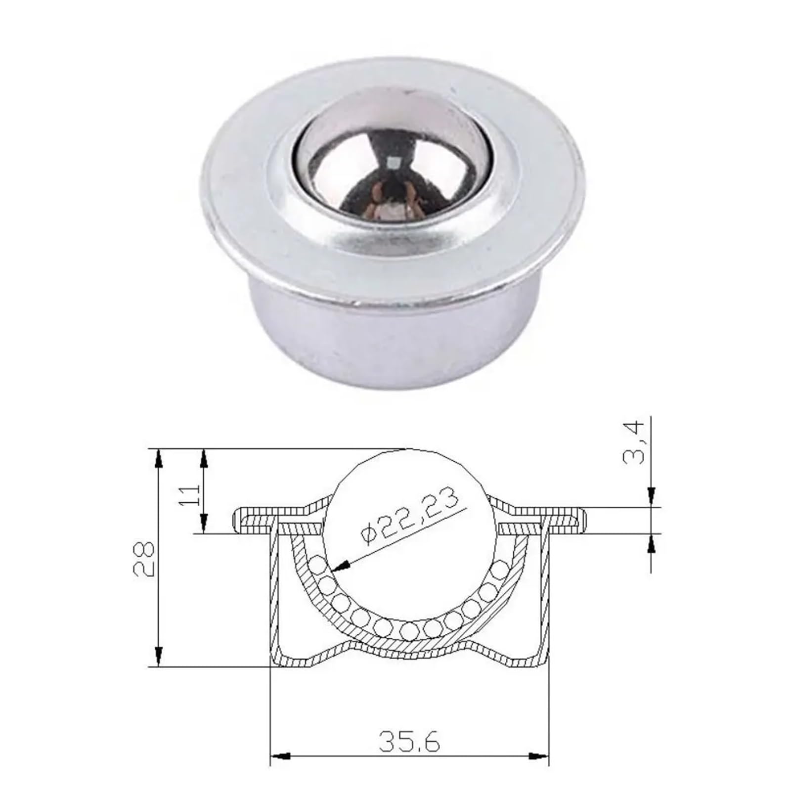 Kugelrollen 10 Stück Lenkrollen Mini-Lenkräder Augenrunde Radrollen Kugelrollen Schwenkkugel for Maschinen Möbelbeschläge(L)