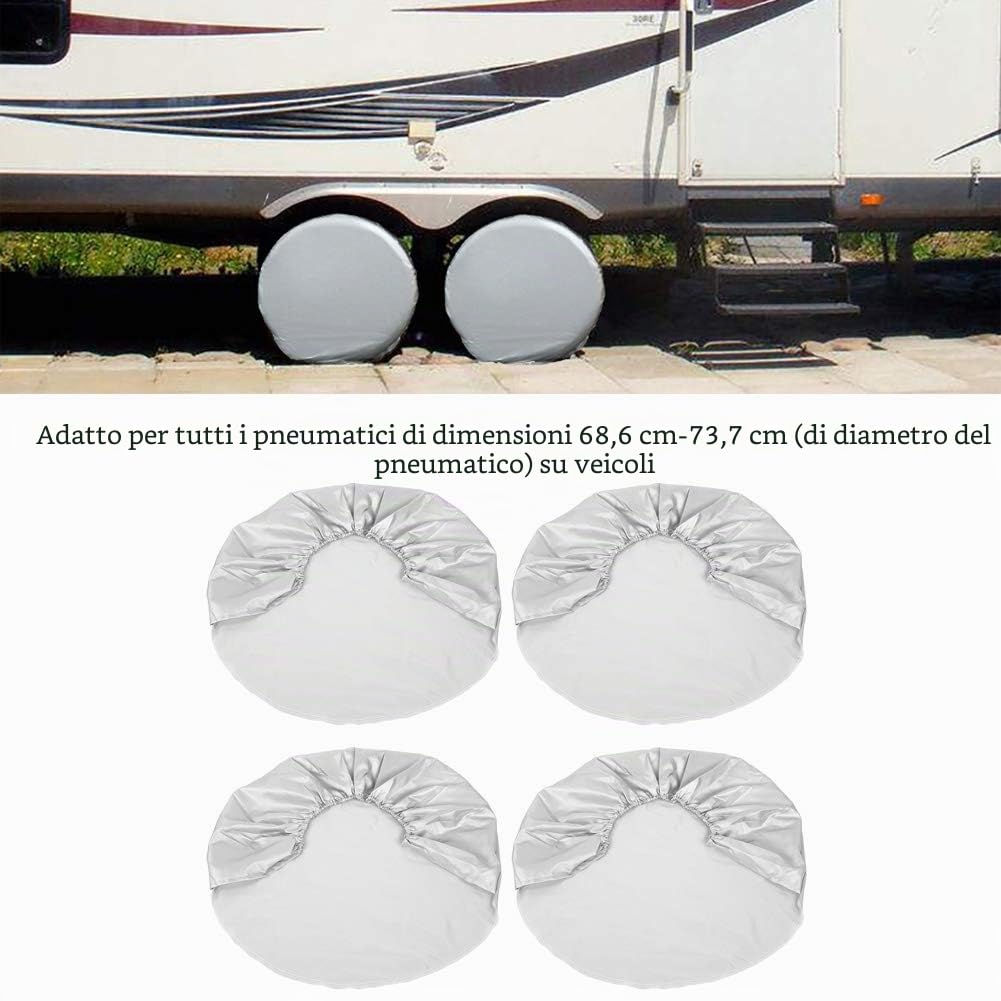 Set di 4 Copri Pneumatici Impermeabile per Rimorchio Viaggio, Protezione da Sole Pioggia Neve, 27-29 Pollici di Diametro