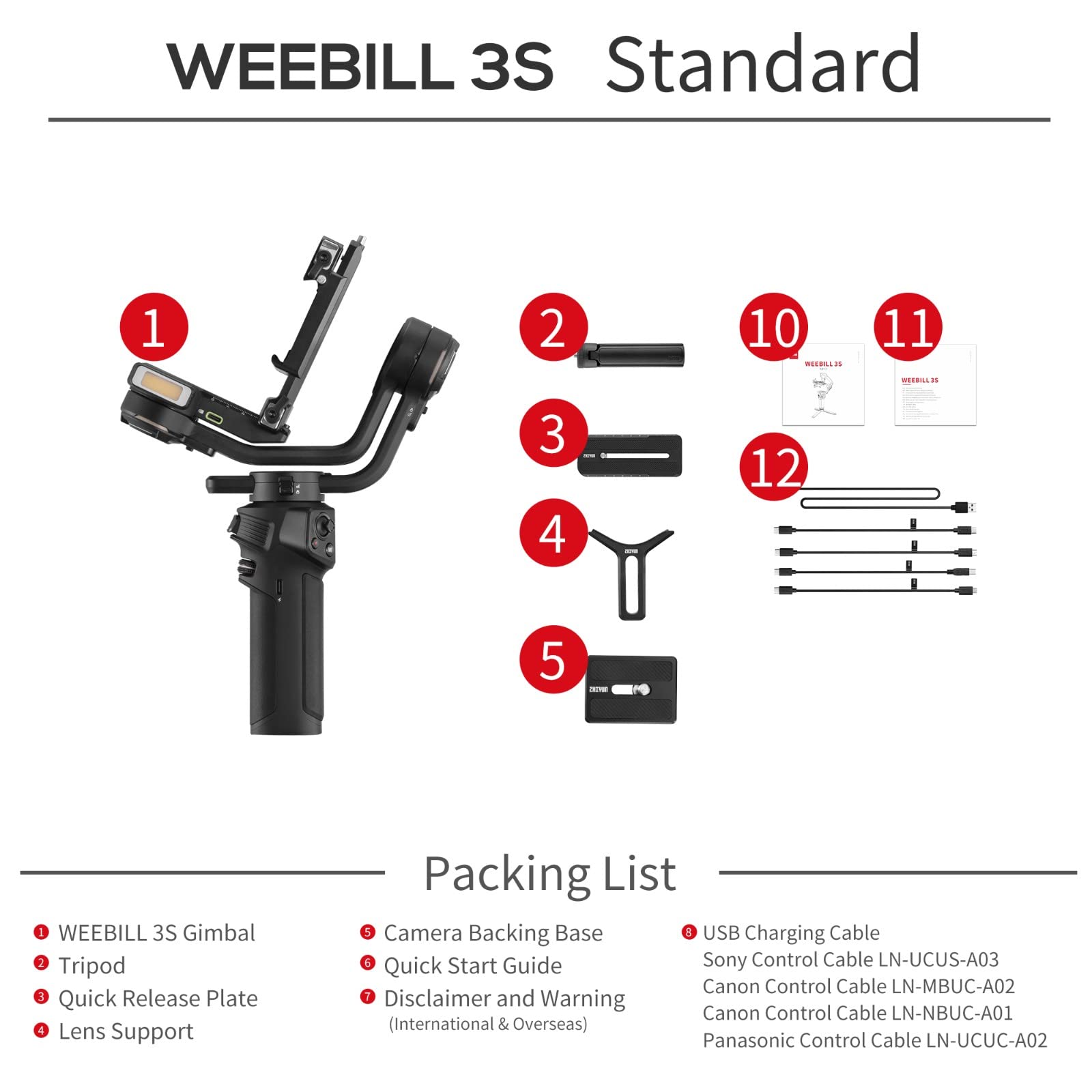 Amazon.co.jp: Zhiyun Weebill 3S ジンバルスタビライザー DSLR ミラー
