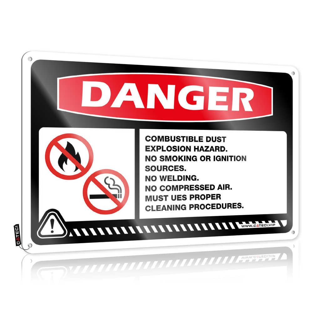 Fzfn Colour Funny Sign Custom Trendy Danger Combustible Dust Explosion Hazard No Smoking Or Ignition Sources For Premises - Front Door Decor Customizable(30X40cm)