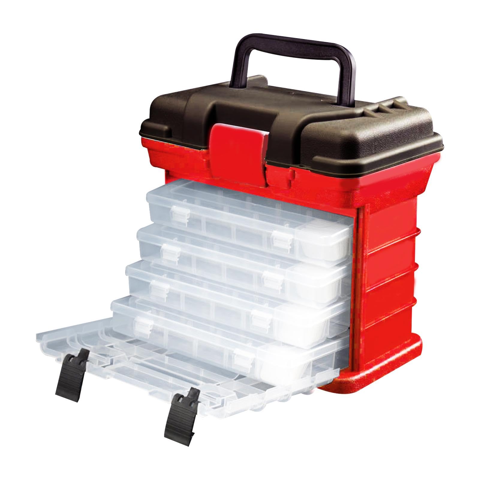 Scatola organizer per attrezzatura | Scatola a 4 con manico | Scatole per attrezzatura per acqua salata, scatola per attrezzi da pesca per barche da mare all'aperto