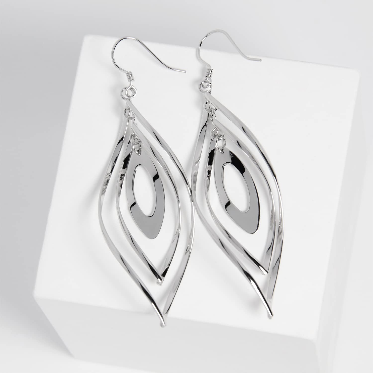 Meissa Orecchini pendenti donna Geometrica 925 Orecchini lunghi Donna Gioielli ipoallergenici, Argento