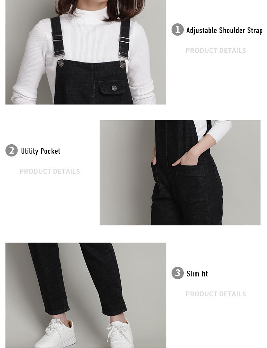 Salopette da donna, casual, in denim, regolabile, pantaloni harem