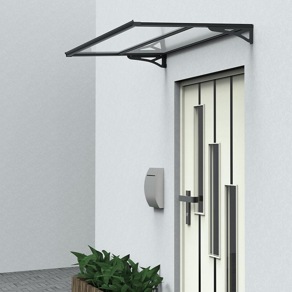 SCHARTEC Aluminium-Vordach W1200/W1400 als Haustürvordach 120 oder 140 cm | schützt auch bei extremen Wetterlagen Vordach für Haustür Überdachung | Aluminium Polycarbonat | Größe wählen (900 mm, 1400)