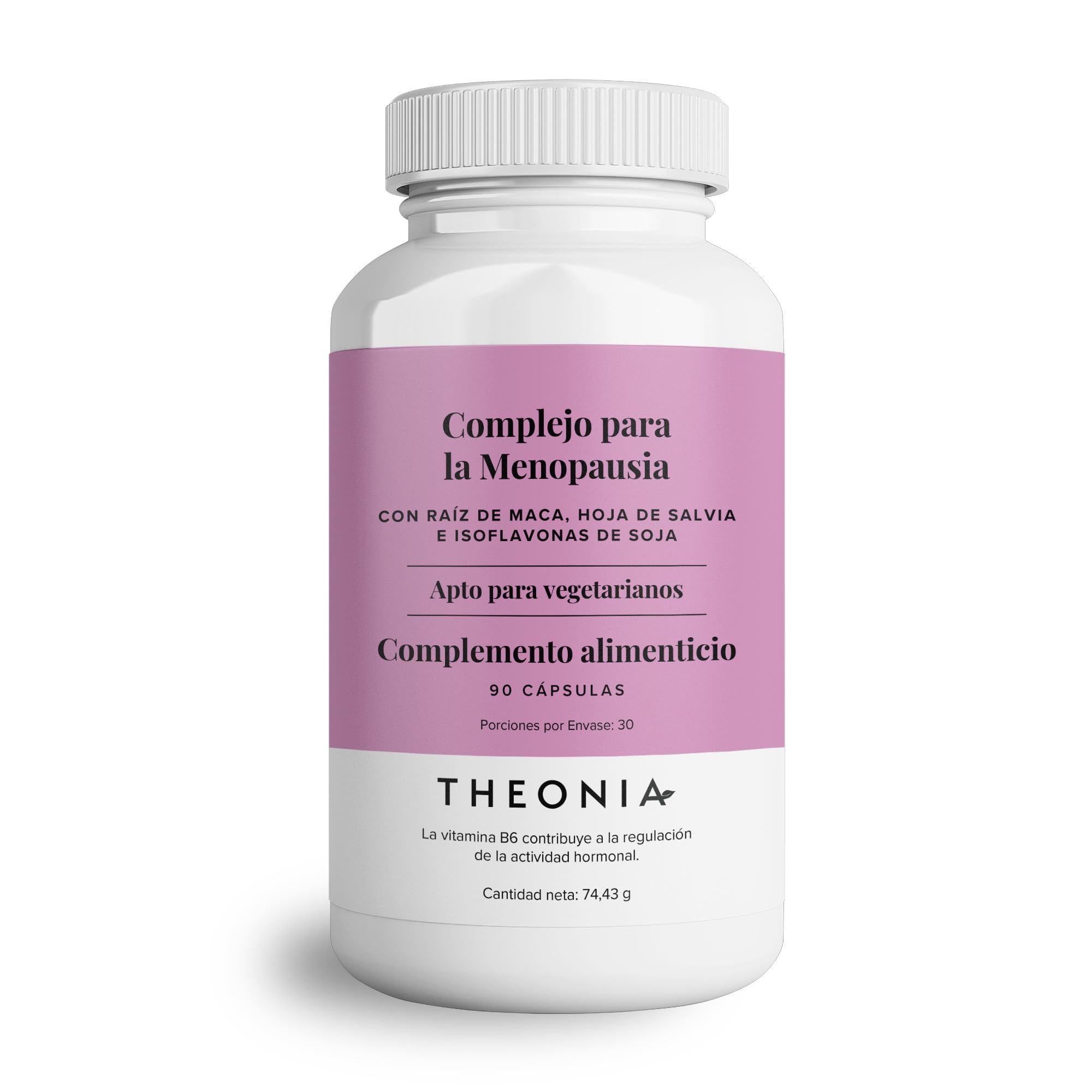 Theonia Complejo Menopausia Suplemento para Mujeres | Vitamina B6 para Regulación Hormonal, Magnesio y Zinc - Maca, Salvia, Dong Quai - 60 Cápsulas Vegetarianas
