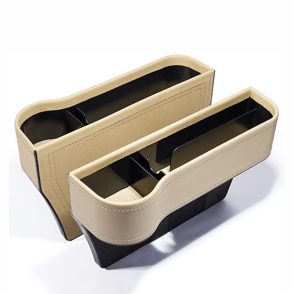 Organizador Almacenamiento Gap Asiento Coche para Indy,2 Piezas PU Cuero Organizador Bolsillo Lateral Accesorios,D-Beige