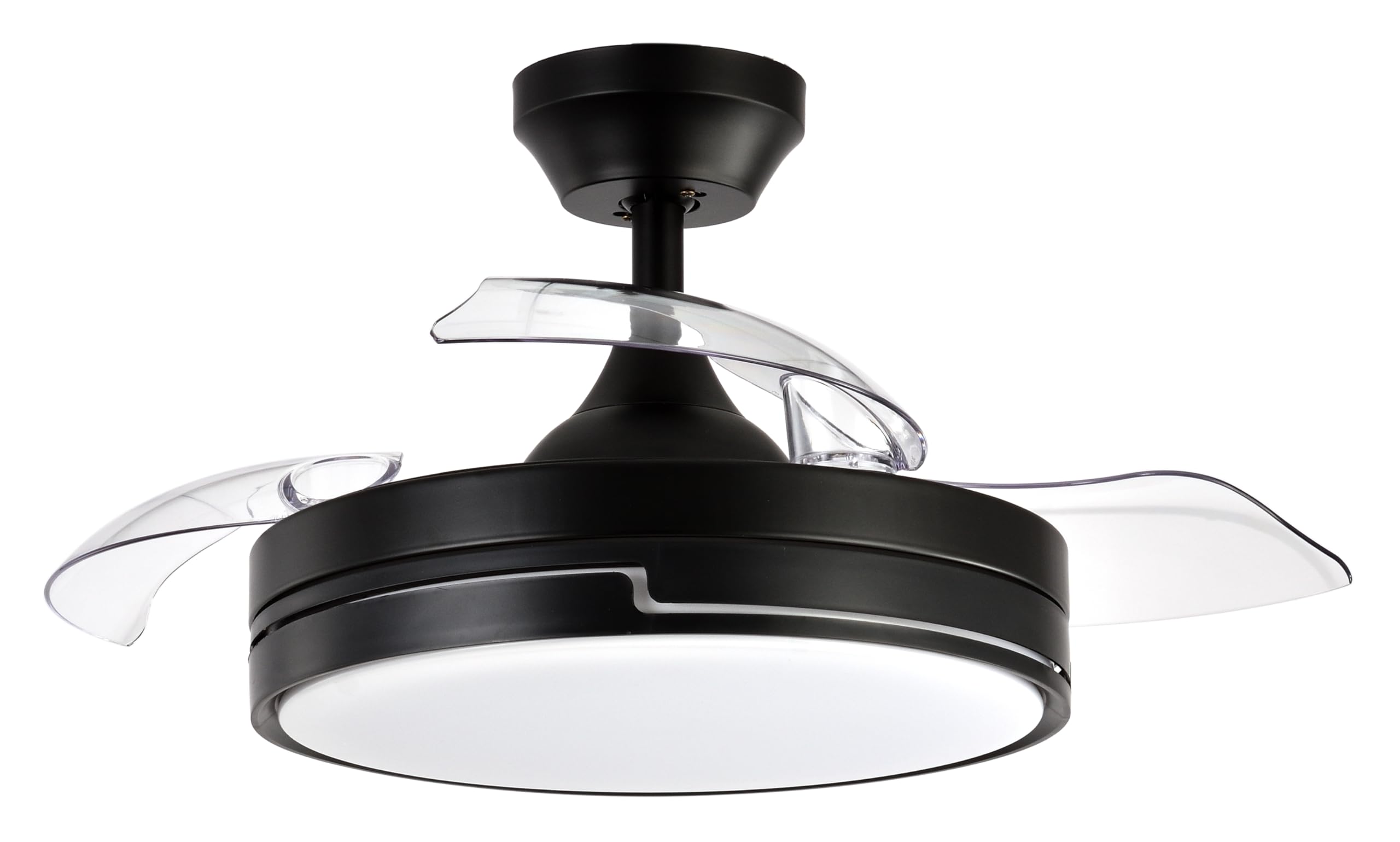 ABRILA OLIMPIA DC Fan | Black Color with Three Folding Blades | with 6 Adjustable Speeds | with 3 Light Temperatures | Remote Control Included