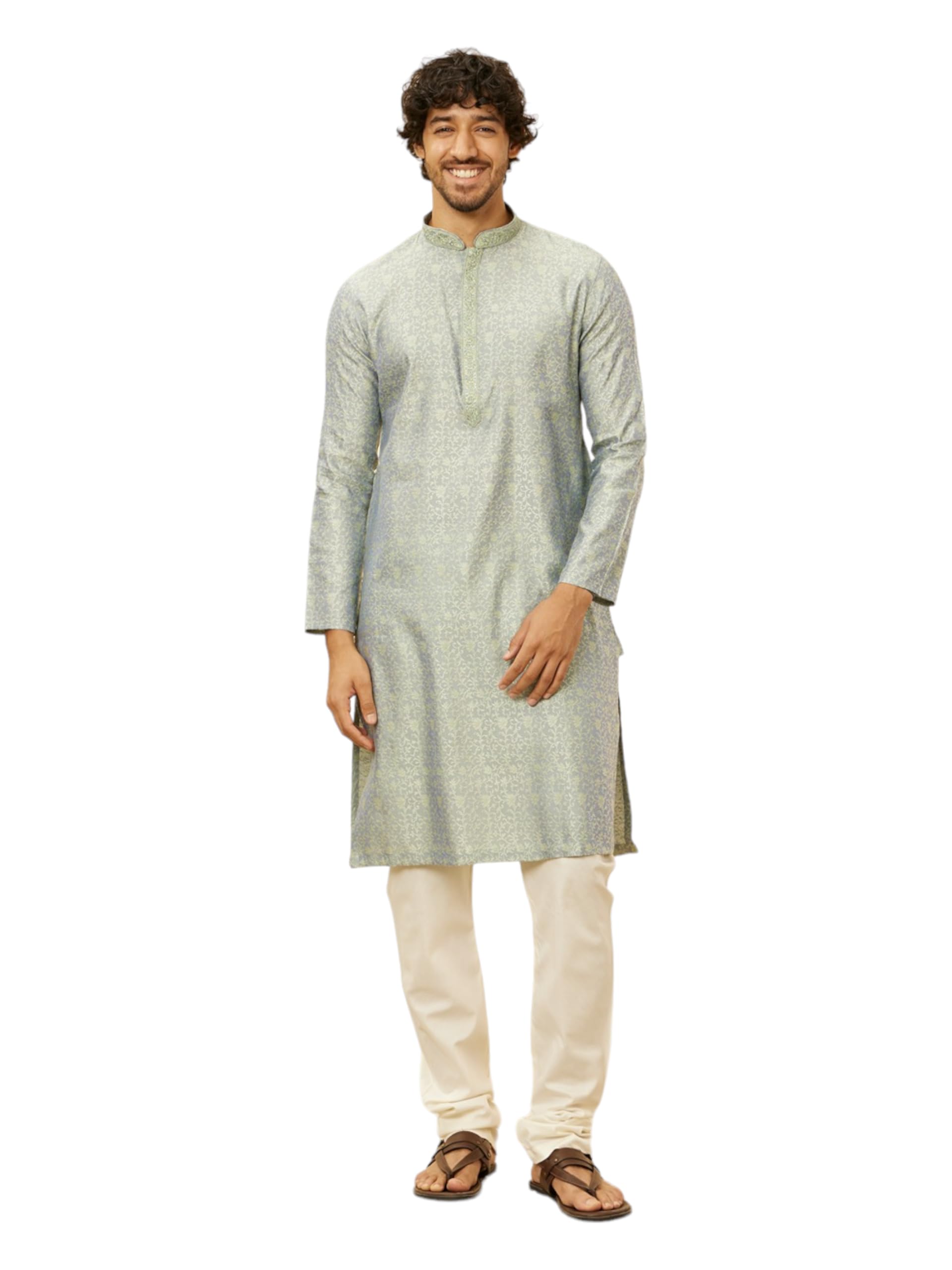 manyavar Men's Viscose Blend Self-Design Kurta Pyjama Set (2pcs)-picture-46
