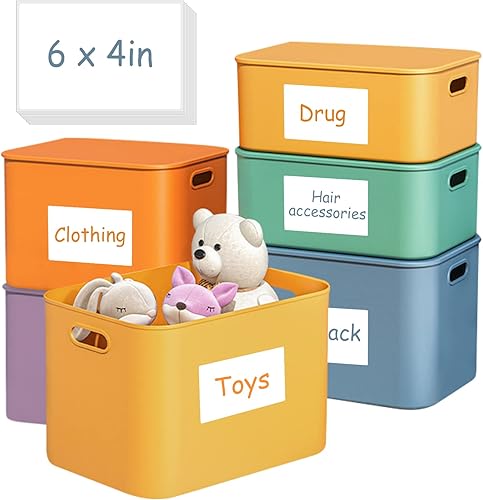 Etiquetas grandes de 6 x 4 pulgadas para contenedores de almacenamiento 60 etiquetas extraíbles resistentes al agua al aceite y al desgarro para