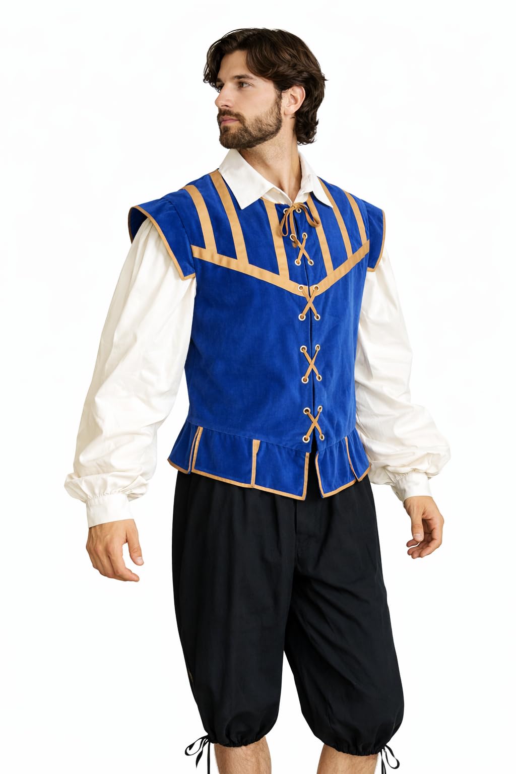 Mens Renaissance Doublet 3 Pc Costume Ren Faire Pirate Medieval Cosplay