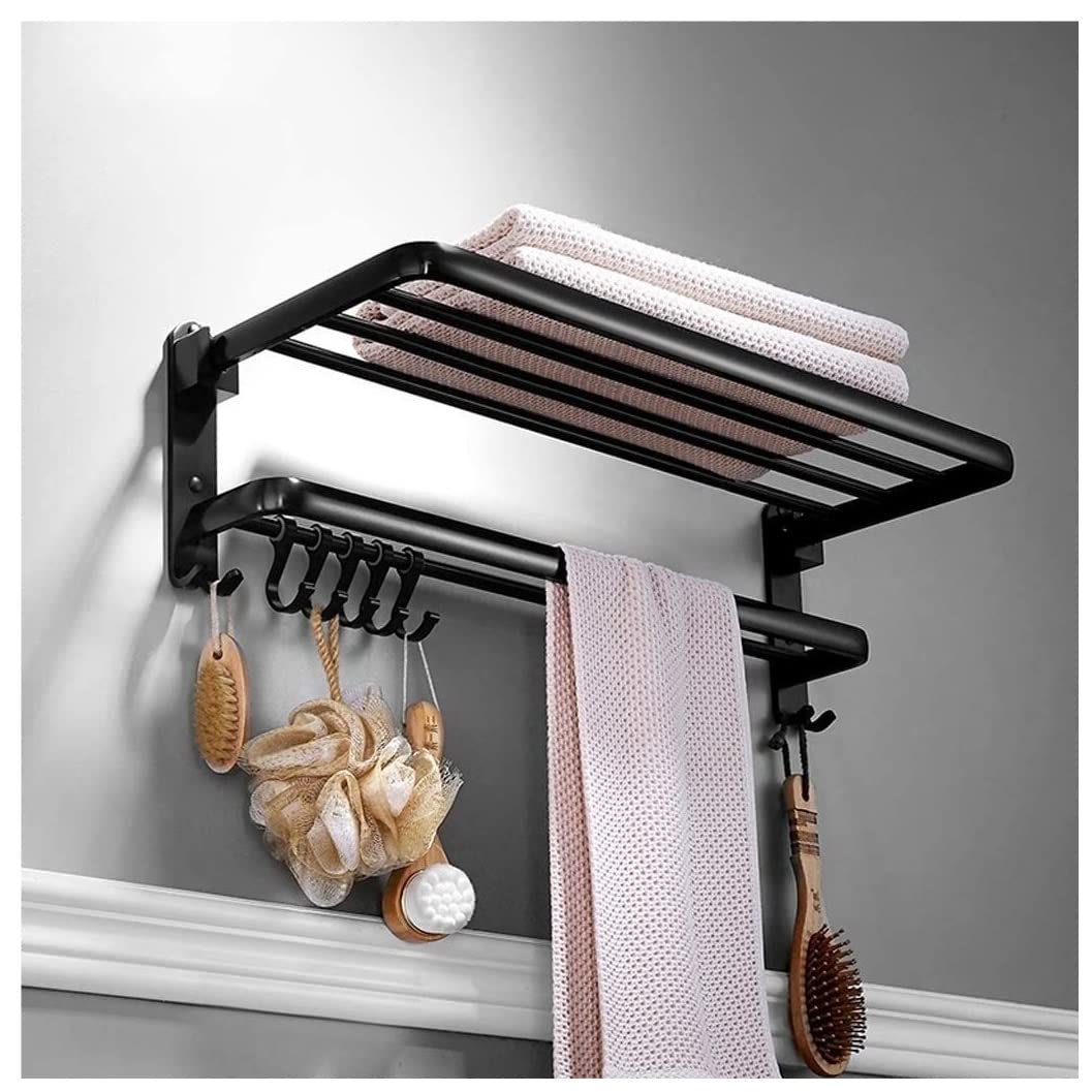 Porte-serviettes mural double de haute qualité style ancien noir mat de 60 cm