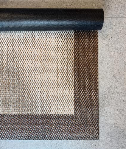 EB ESTORES BARATOS Alfombra de Vinilo Trenzado Screen Floor con Cenefa. Alfombra Antideslizante, Lavable, Apta en Interior y Exterior 3 mm Grosor y Diferentes Acabados, Marrón, 60x90 cm