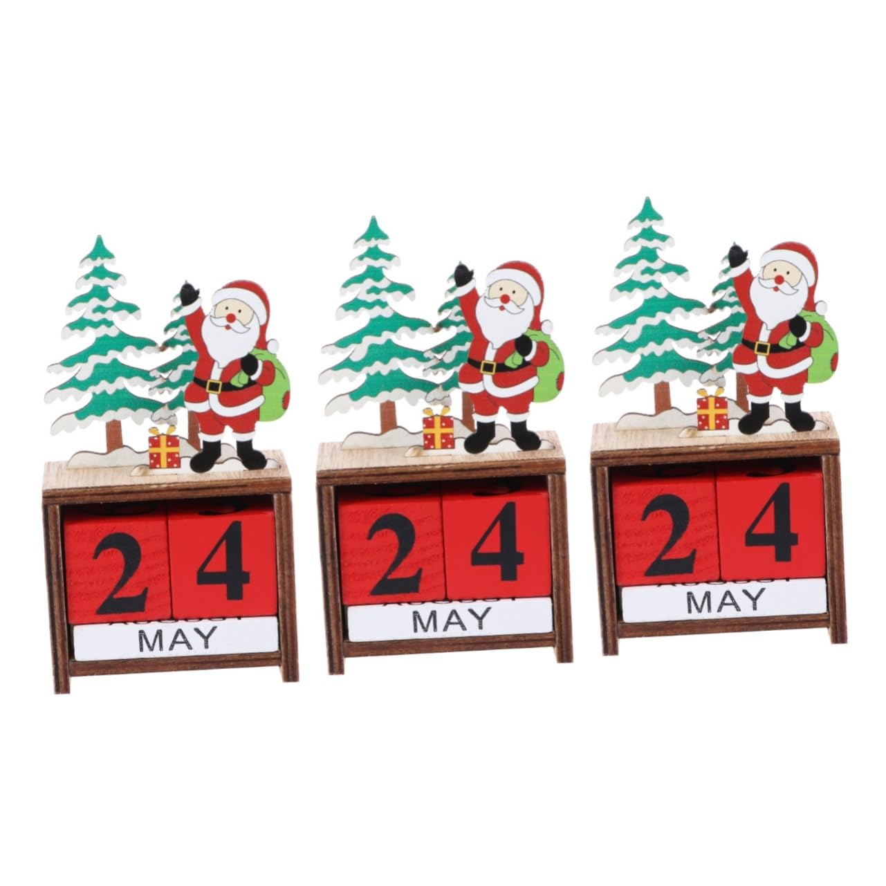 Didiseaon 3pezzi Calendario Perpetuo Di Legno Per Natale Decorazione Da Scrivania Elegante e Creativa Con Design Di Babbo Natale Accessorio Fotografia Per Ufficio e Casa Stile Vintage e
